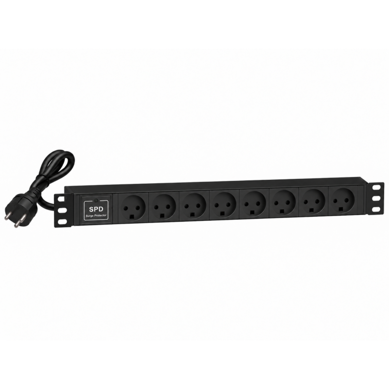 19 inch 8 voudige stekkerdoos - Surge Protection Device - Denemarken