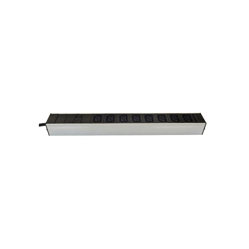 8 voudige C13 stekkerdoos met spanningsindicator en overspanningsbeveiliging 19 inch