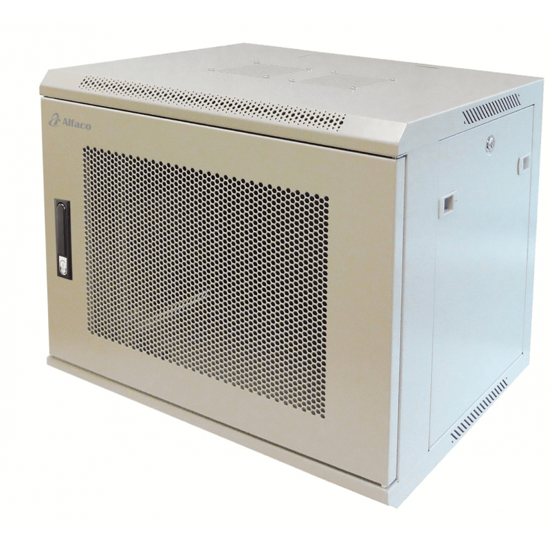 9U witte wandkast met geperforeerde deur 600x450x500mm (BxDxH)
