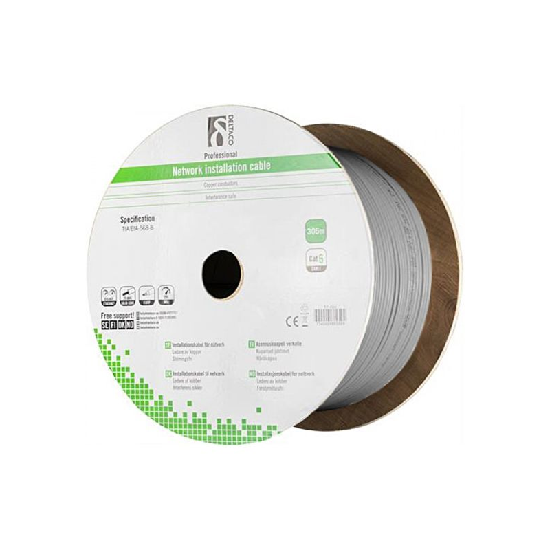 Alfaco Cat6 F/UTP kabel op rol stug 305m grijs LSZH - (Eca)