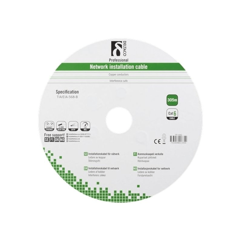 Alfaco Cat6 F/UTP 305m buitenkabel 250MHz op rol stug 100% koper LSZH (Eca)