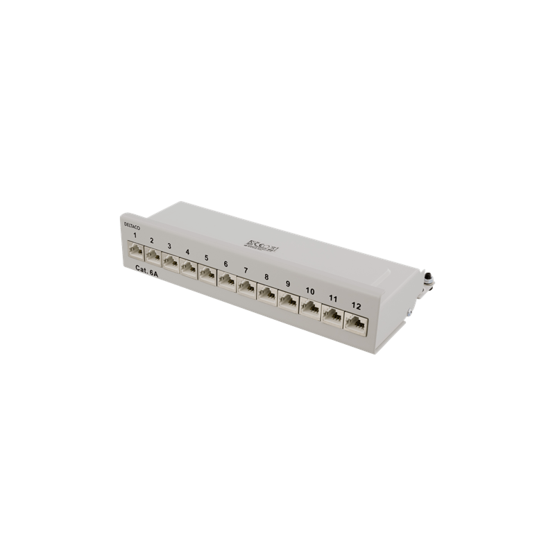 Cat6a UTP 90º 10 inch 12 ports RJ45 wallmount patchpaneel